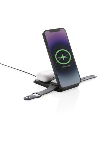 Caricatore wireless 3 in 1 15W Swiss Peak in r-plastica